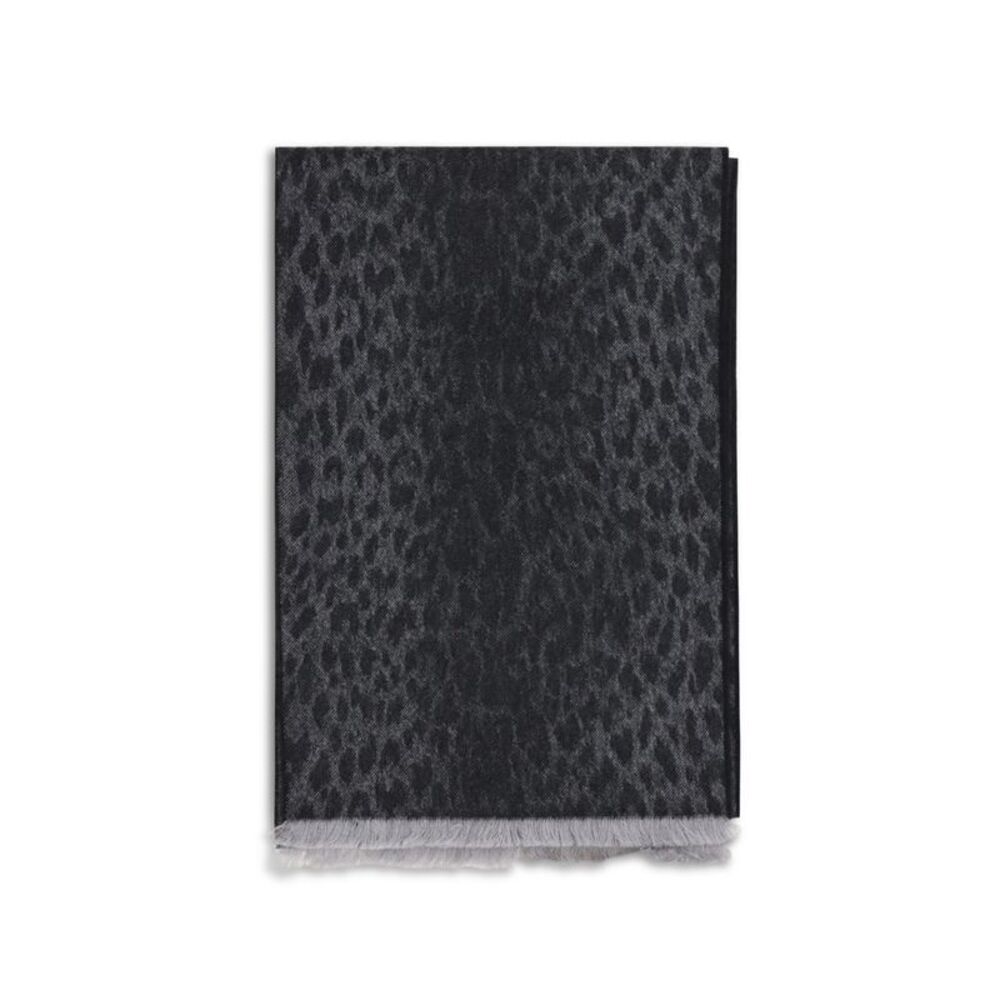 Gucci Women Leopard-Print Wool Scarf With Monogram